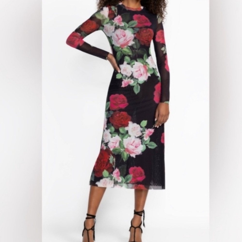 NWT Johnny Was jade Lolia mesh midi Dress in Maria rosa floral size XS/S